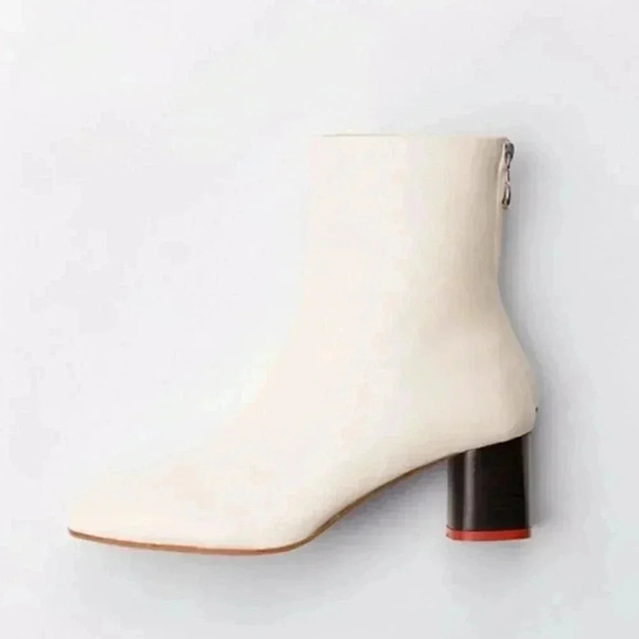 aeydē Germany Florence Block Heel Boot in Creamy White Nappa Leather Size 8 - Picture 1 of 8